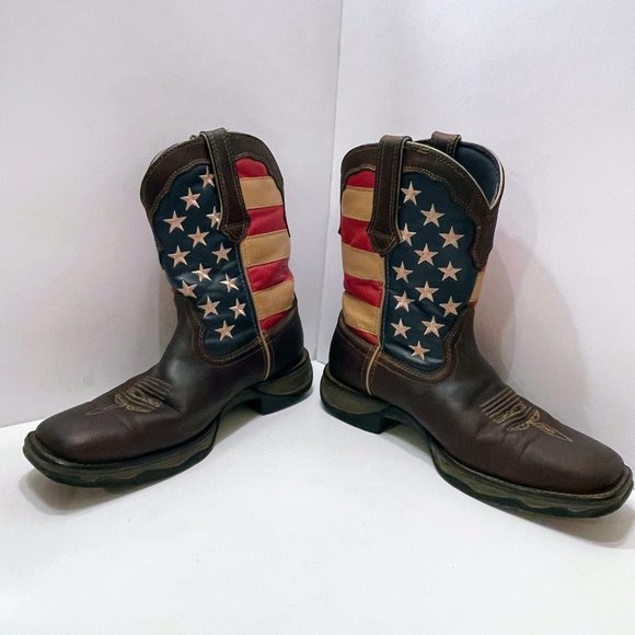 Rebel by Durango Patriotic American Flag Pull On Leather Western Boots Size: 10M - Picture 6 of 11
